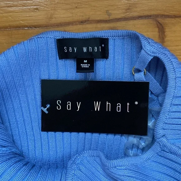 NEW Say What? Blue Ribbed Midi Bodycon Dress Size Medium NWT - Picture 7 of 9